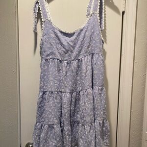 Storia Blue Floral Sleeveless Tie Strap Scoop Neck Sundress Casual NWT